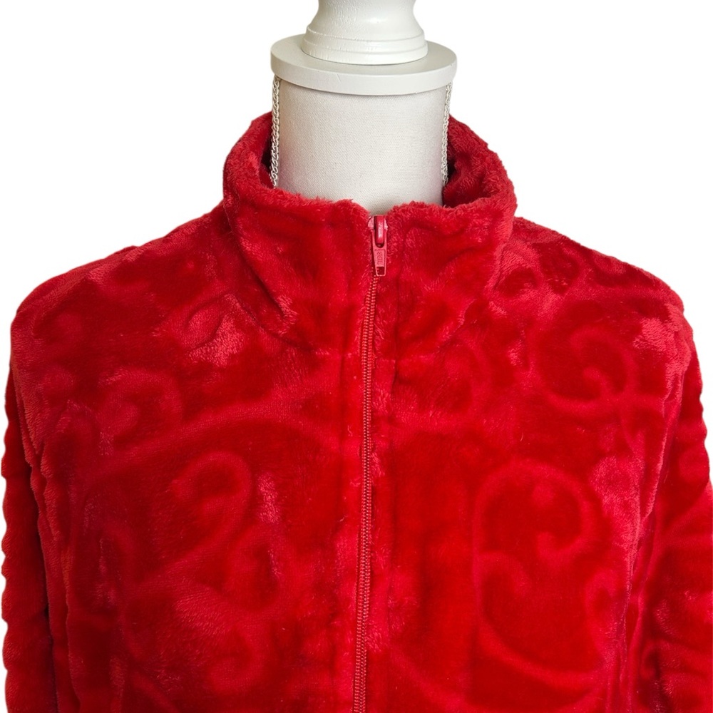 croft & barrow Red Plush Zip-Front Long Robe - Picture 5 of 12